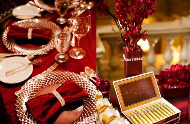 decoração vermelho   dourado