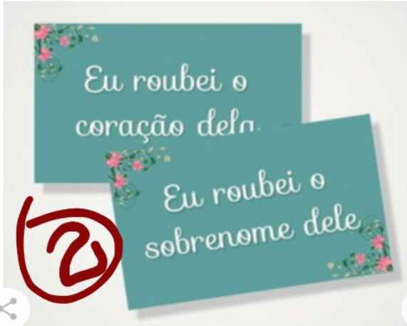 Plaquinhas para cadeira dos noivos - 2