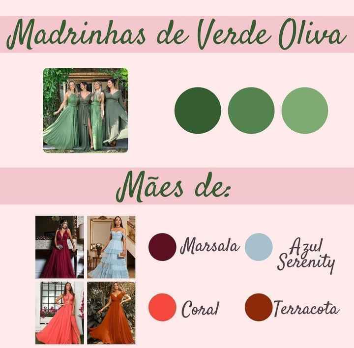 Cor do vestido das mães para a paleta verde oliva - 1