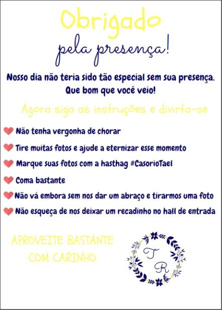 agradecimento das mesas