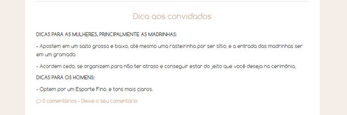 Dicas (o que é muito importante para os convidados saberem o traje ideal para o seu casamento e sabe