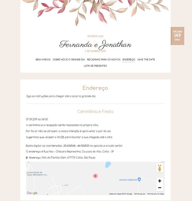 O endereço, kkk muitoooooo importante, além de estar no convite as informações mais relevantes, é im