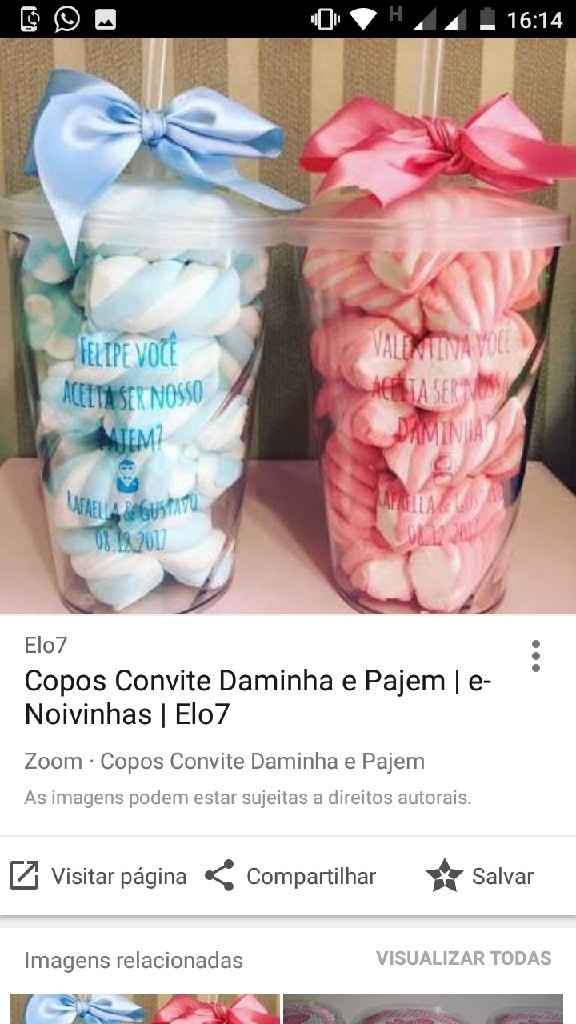 Alguém que faça copos para daminhas e pajem