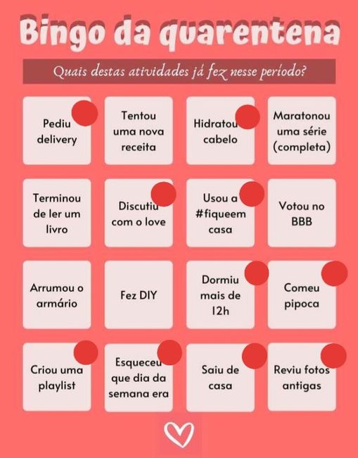 Bingo da quarentena: quem se atreve? #NoivasEmCasa - 1