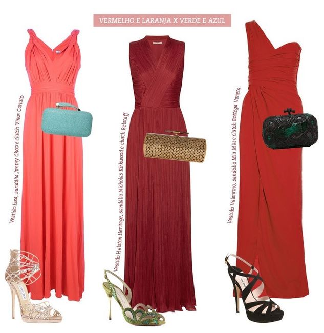 vestidos vermelho x laranja x salmão