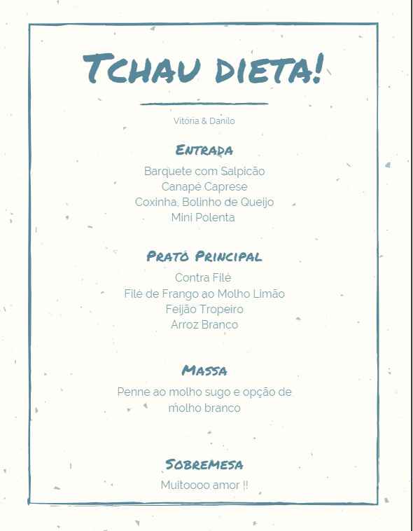 Menu do casamento 