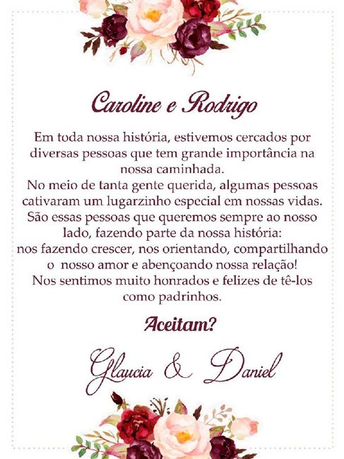 Convite para Padrinhos. - 1