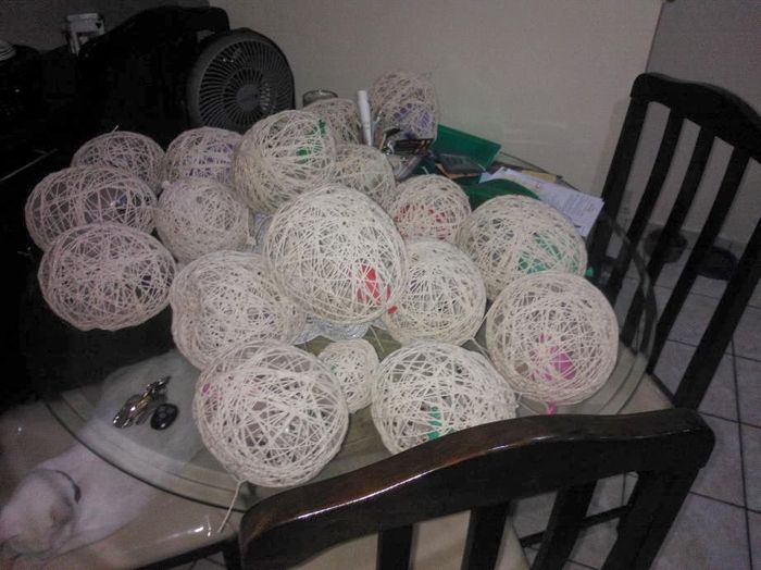 Diy - centro de mesa - bola de barbantes