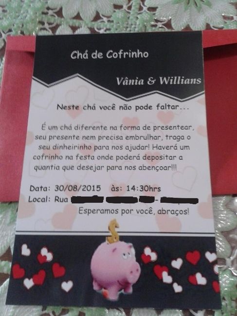 Meu convite do chá de cofrinho
