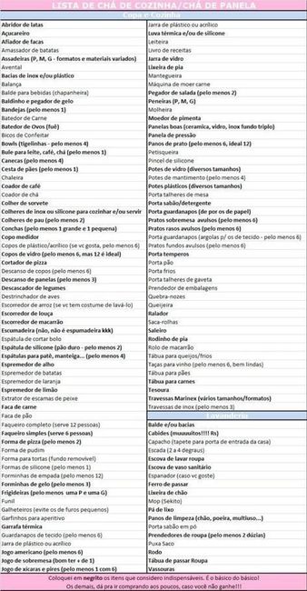 Lista de casa nova - 1