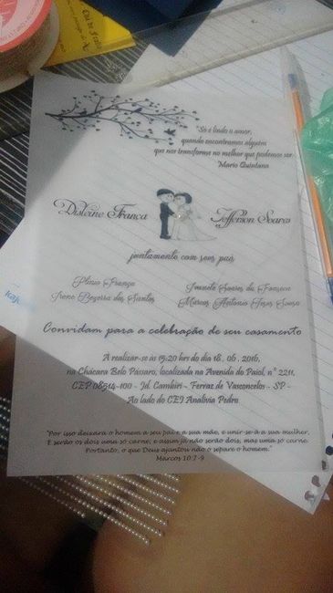 O convite do casamento