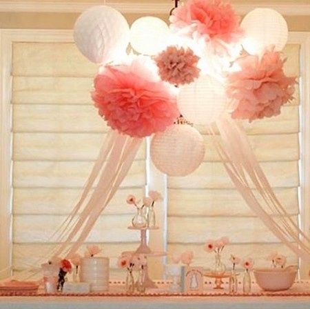 Decoração com Pompons e Lanternas