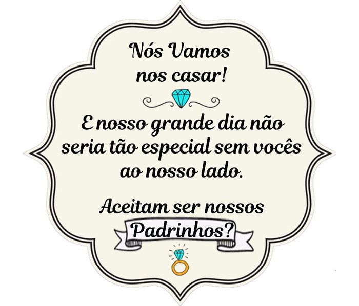 Etiqueta que foi em cima da caixinha dos padrinhos casados