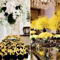 decoração preto, branco e amarelo.