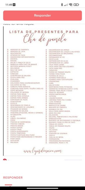 #Lista de chá de casa 1