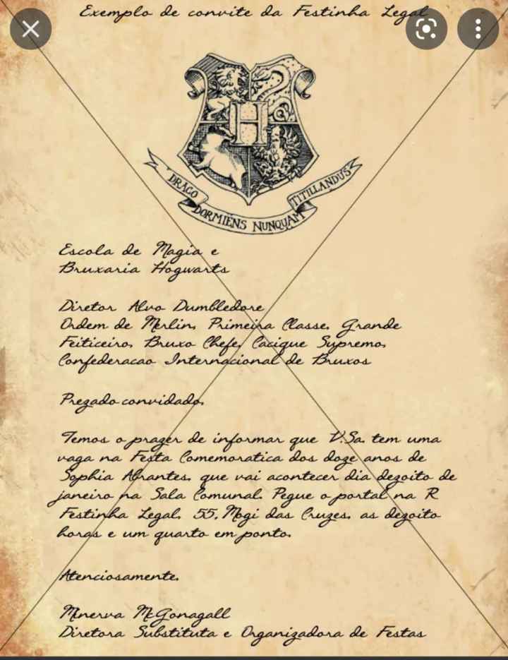 Convite para pagem inspirado em Harry Potter - 1
