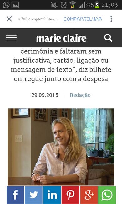 Americana recebe conta após faltar o casamento da amiga. - 2