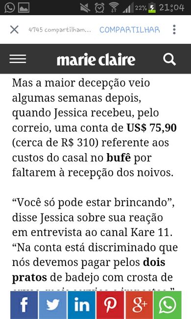 Americana recebe conta após faltar o casamento da amiga. - 4