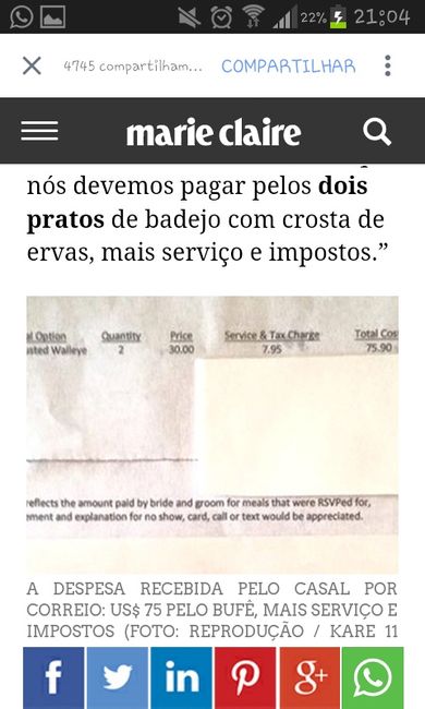 Americana recebe conta após faltar o casamento da amiga. - 5