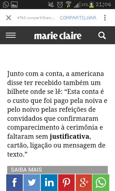 Americana recebe conta após faltar o casamento da amiga. - 6