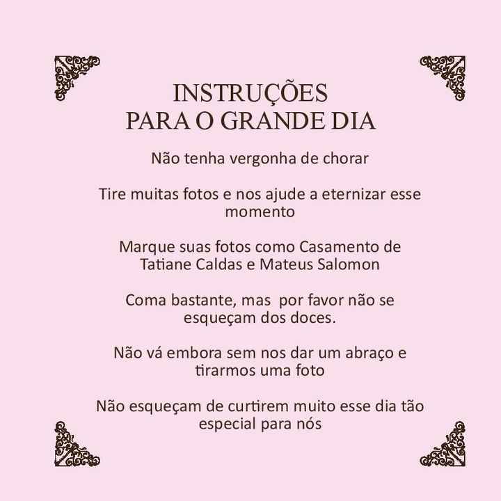 Instruções durante o Casamento
