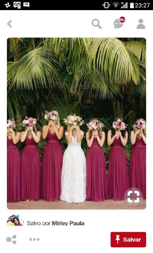 Qual será a cor dos vestidos das madrinhas? - 1