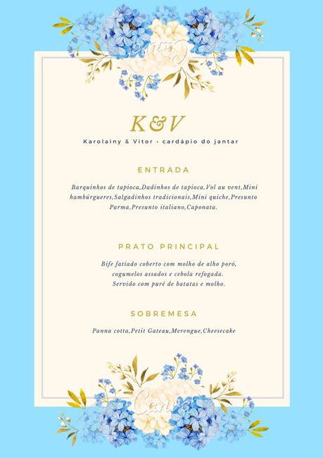 Cardápio do casamento 1