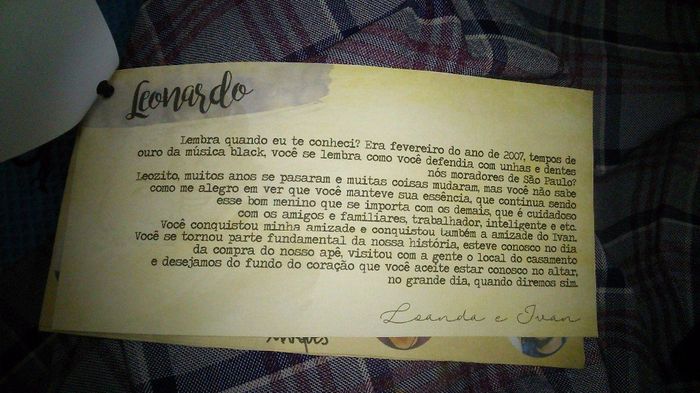 Mensagem individual (cada padrinho tem a sua, essa é a de um dos meus)