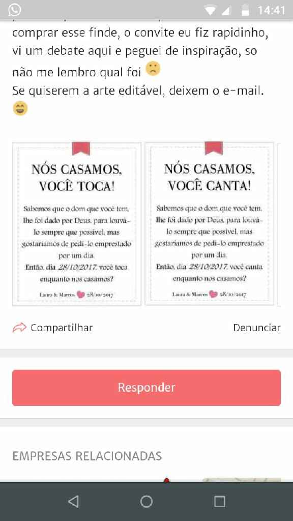 Convite para cantar no grande dia - 1