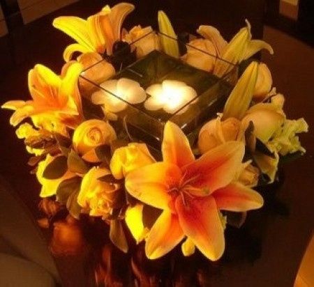 Velas e flores