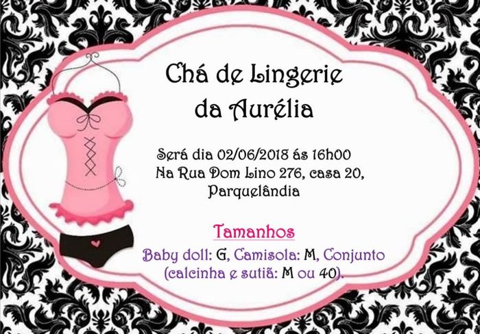 Convite de Chá de lingiere 1