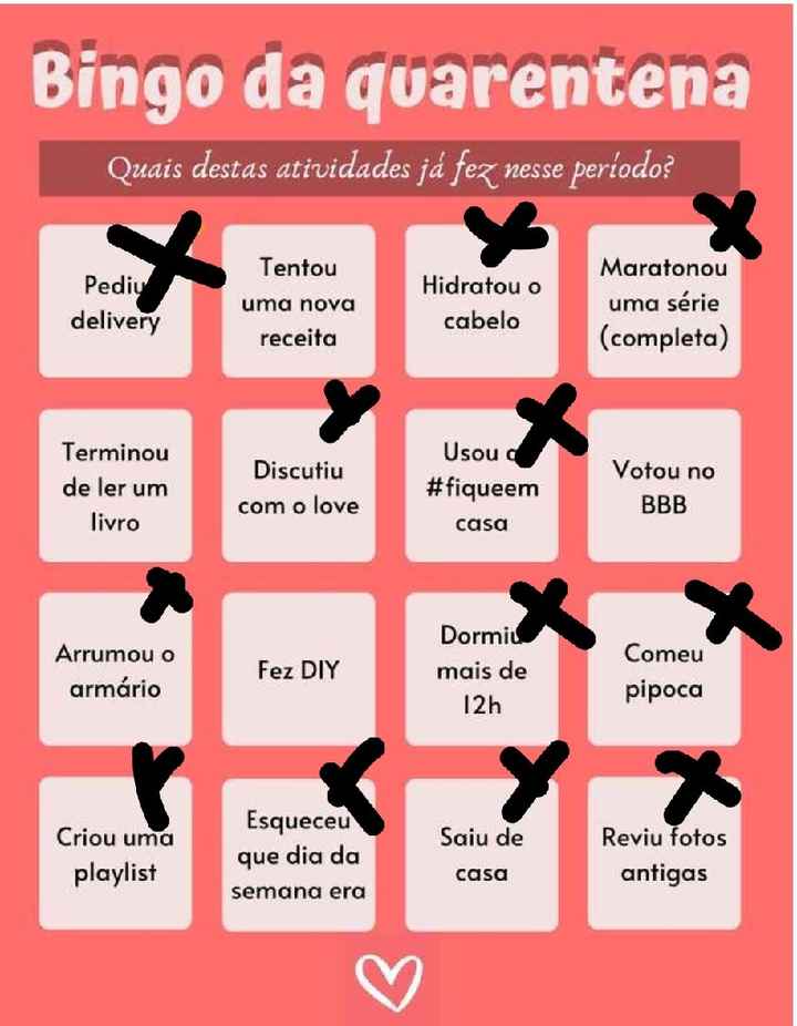 Bingo da quarentena: quem se atreve? #NoivasEmCasa - 1