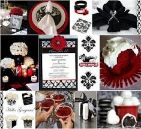 Decoração preto, branco e vermelho