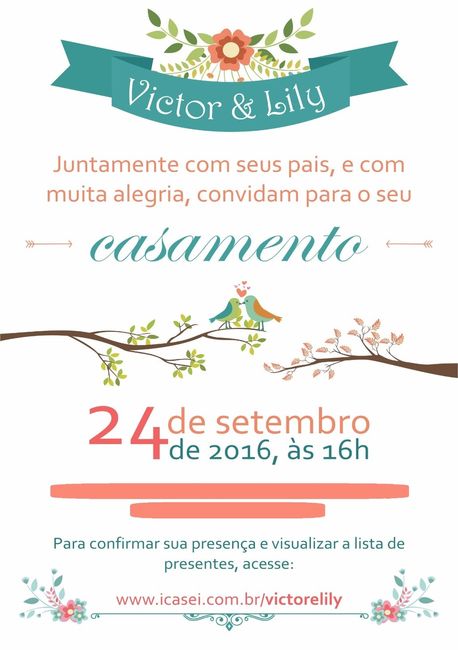 Interior do convite de casamento