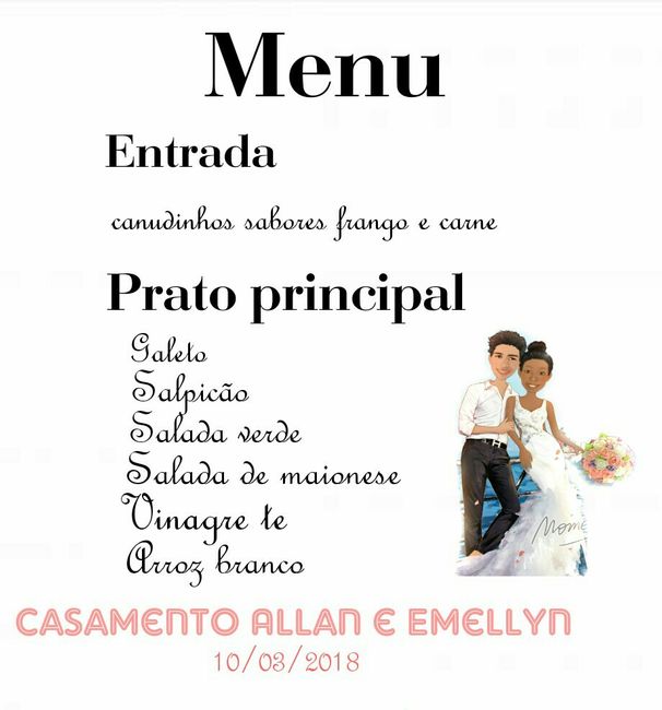 Cardápio do jantar 1