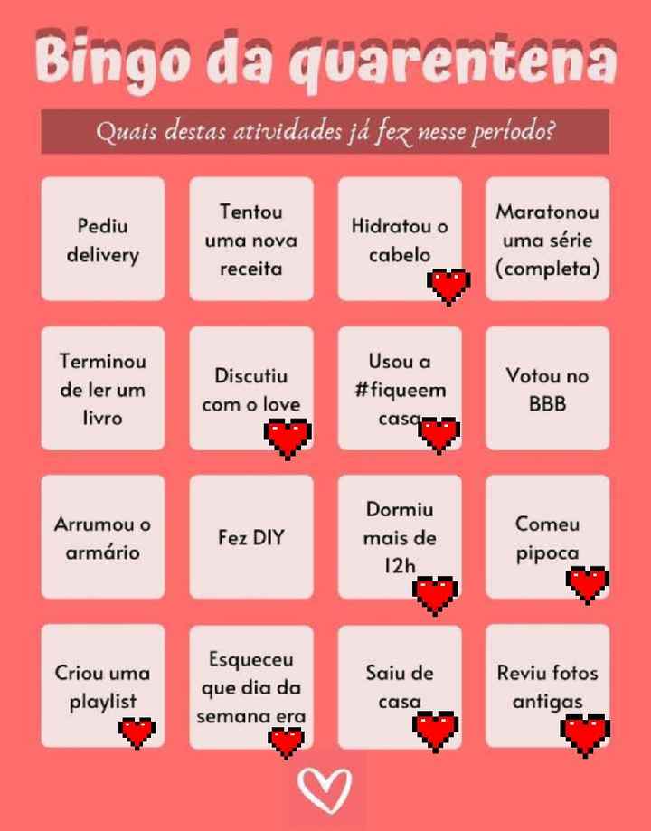 Bingo da quarentena: quem se atreve? #NoivasEmCasa - 1