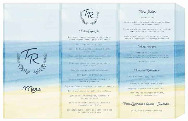 Menu p/ as mesas 