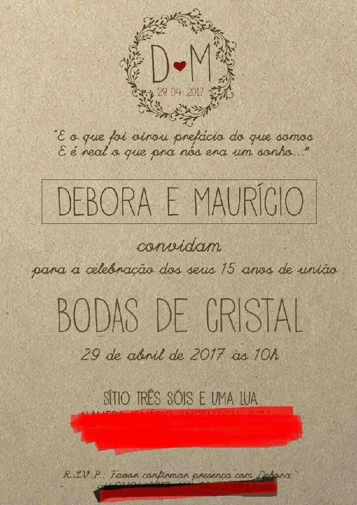 Nosso convite rústico * bodas de cristal - 1