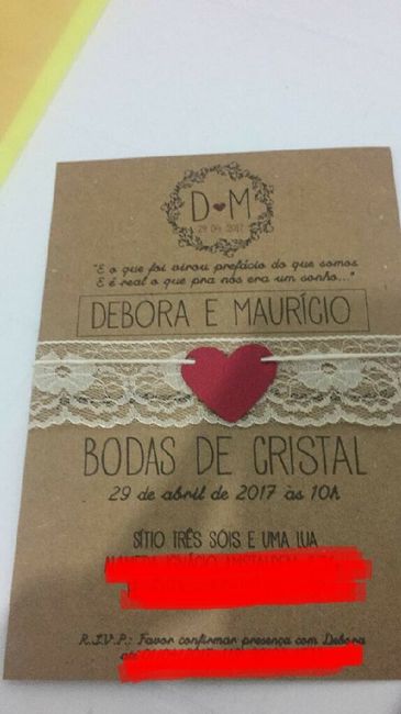 Nosso convite rústico * bodas de cristal - 2