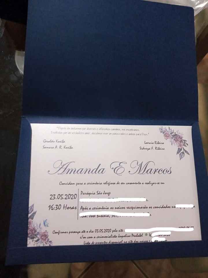 Convite dentro do envelope