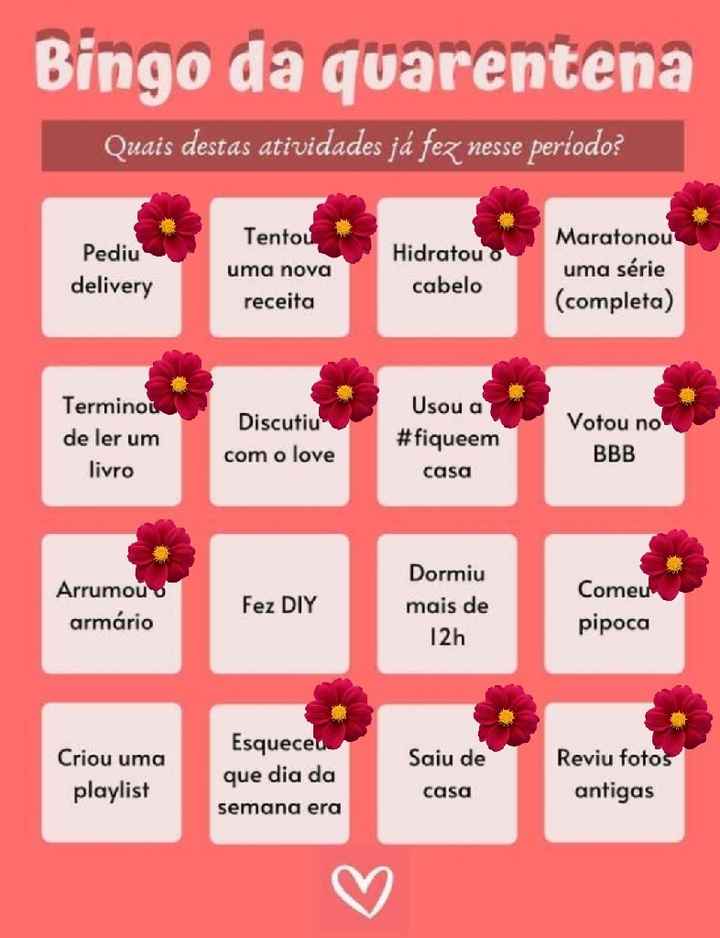 Bingo da quarentena: quem se atreve? #NoivasEmCasa - 1