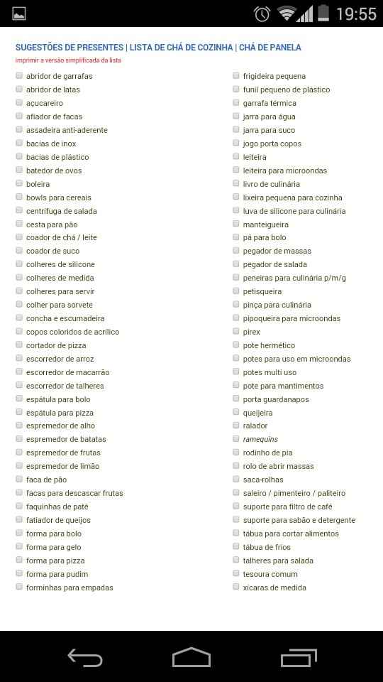 "chás" e lista de presentes - 1