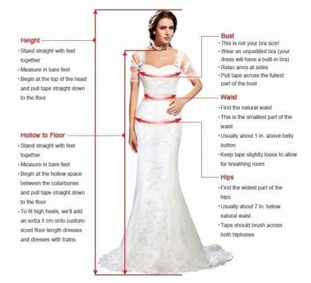 Medidas para vestidos da china