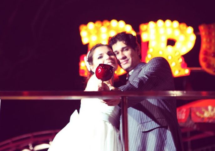 Pré casamento em parque de diversões