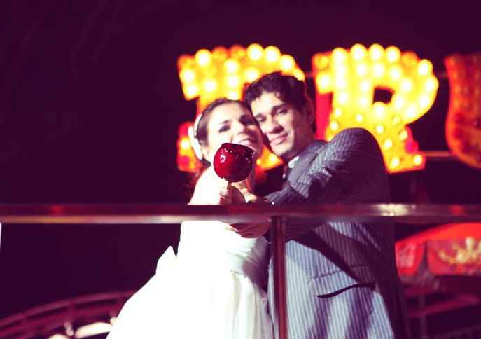 Pré casamento em parque de diversões