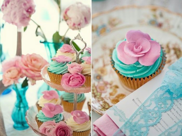 Inspiração de decoração azul tiffany e rosa chá