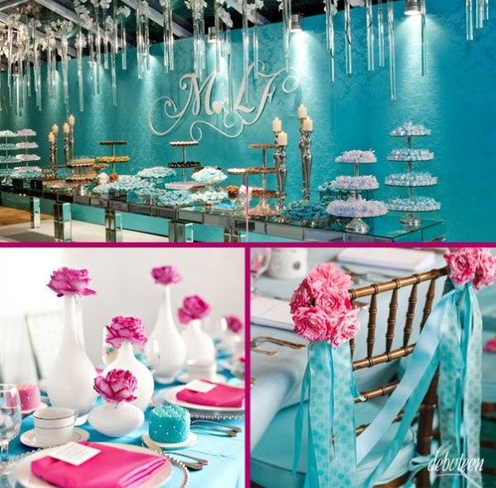 Inspiração de decoração azul tiffany e rosa chá
