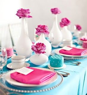 Inspiração de decoração azul tiffany e rosa chá