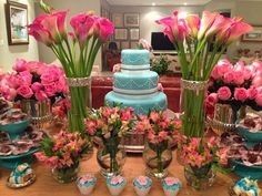 Inspiração de decoração azul tiffany e rosa chá