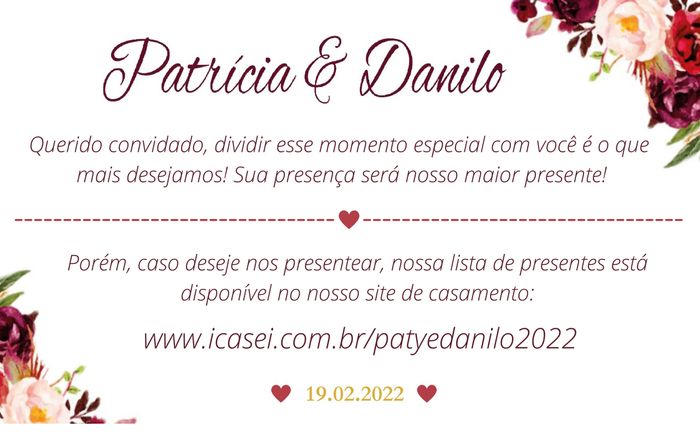 Envio de Lista de Presentes no Grupo dos Padrinhos e Madrinhas. - 1